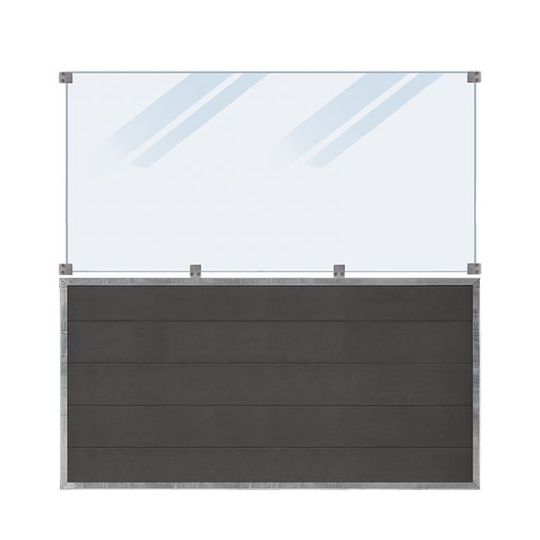 Plus Futura Komposithegn m/frosted glas - 180x180 cm - glashøjde 89 cm - Skifergrå / Hærdet 6 mm frosted glas - 175382-1