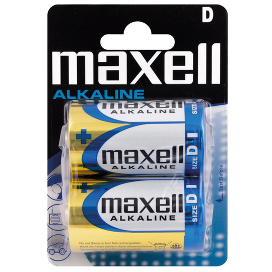 Maxell Alkaline D / LR20 Batterier, 2 stk