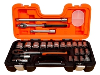 Bahco Topnøglesæt 1/2 med 24 dele (10-32 mm), Topnøglesæt, 1/2, Metric, 18 hoved(er), 10,11,12,13,14,15,16,17,18,19,20,21,22,23,24,27,30,32 mm, Stå