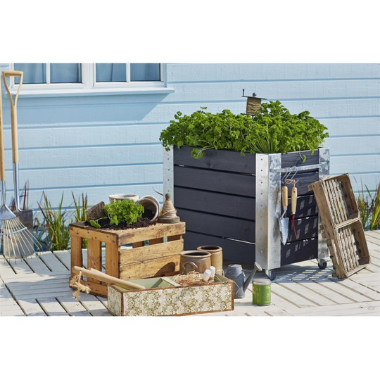 Plus Cubic blomsterkasse 87x50x70cm m/hjul sort 18244-15