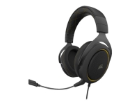 CORSAIR Gaming HS60 PRO SURROUND - Headset - fuld størrelse - kabling - USB, 3,5 mm jackstik - gul