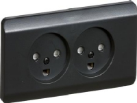 LAURITZ KNUDSEN Opus® 66 stikkontakt dobbelt 2 polet med jord, planforsinket koksgrå.