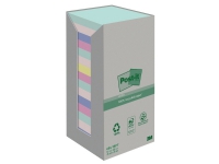 Sticky Notes Post-it® Recycling, 76 x 76 mm, assorterede farver, pakke a 16 stk.