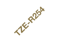 Brother TZe-R254 gavebånd 24mm x 4m - guld på hvid satinbånd