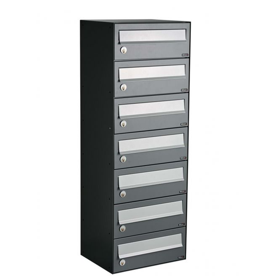 Allux LC4 - uden lås 7 modul Antracit m. grå klap Systempostkasse - F47760-7AN