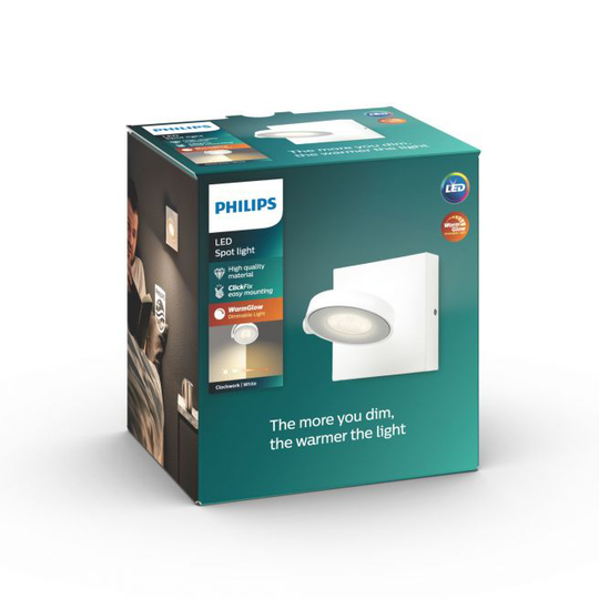 Philips WarmGlow LED CLOCKWORK single spot Hvid 1x4.5W SELV - 8718696154533