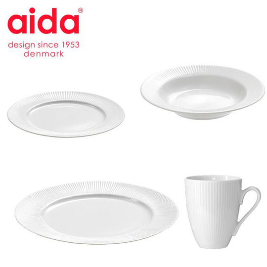 Aida Groovy Stel hvid stentøj 16 dele
