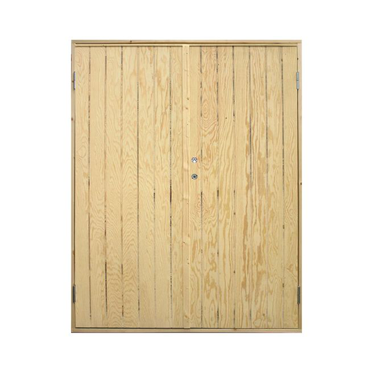 Plus Plus udhusdør dobbelt, plywood, inkl. karm - B 1512 cm x H 1978mm - Trykimprægneret
