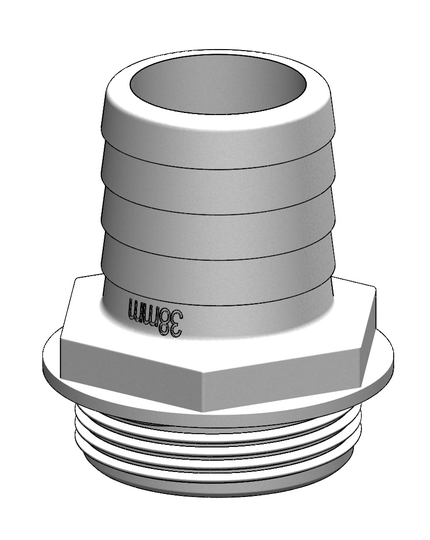 Tru-design Kobling til ventil lige 38mm 1 1/2 Hvid Komposit