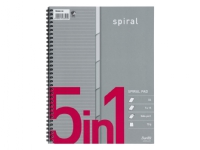 Kollegieblok Bantex m/spiral A4+ 5in1 linjeret 5x15ark