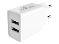 ProXtend - Strømforsyningsadapter - 12 Watt - Fast Charge - 2 output-stikforbindelser (2 x USB) - hvid - Den Europæiske Union