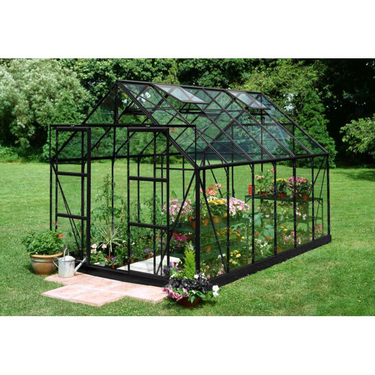 Halls Drivhus Magnum 128 sort m/3 mm glas - F09944