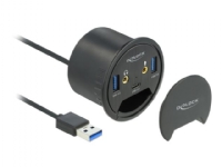 Delock 3 Port Tisch-Hub 1 x USB Type-C™ und 2 x USB Typ-A + HD-Audio Ports