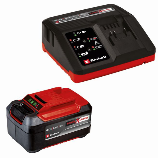 Einhell Power X-change startersæt 18V/5,2Ah og hurtiglader 4Ah