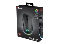 Trust GXT 922 YBAR - Mus - højrehåndet - optisk - 6 knapper - kabling - USB 2.0 - sort