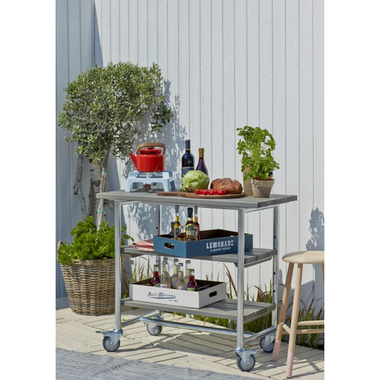 Plus Urban Picnic grillbord m/2 hylder og hjul gråbrun 179541-18
