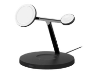 Belkin BOOST CHARGE PRO MagSafe 3-in-1 - Trådløs opladningsstander - 15 Watt - sort - for Apple AirPods AirPods Pro iPhone 12, 12 mini, 12 Pro, 12
