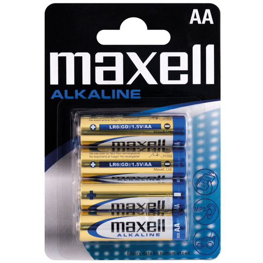 Maxell Alkaline AA / LR6 Batterier, 4 stk