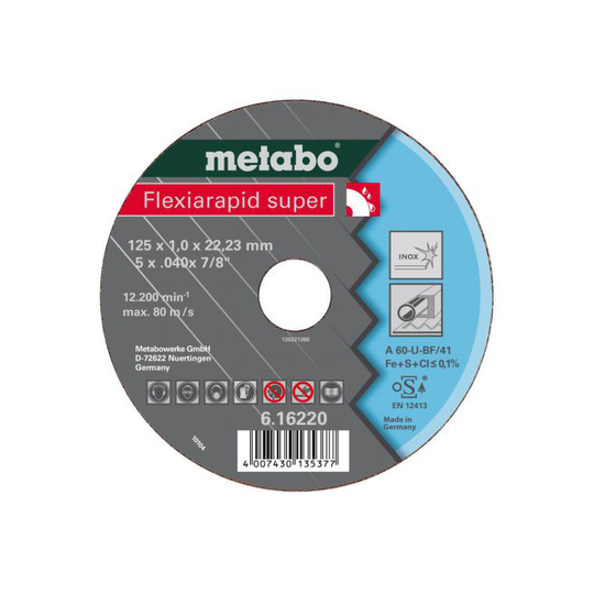Metabo 4007430135346 - 616217000 Kvalitetsklasse A 36-U - A 46-U - A 60-U Flexiarapid Super Inox HydroResist