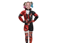 Harley Quinn-kostume (Jakke, t-shirt, short og benvarmere) - 10-12 år
