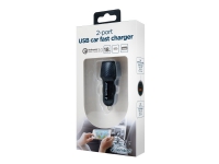 Gembird - Bilstrømsadapter - 18 Watt - 3 A - PD, QC 3.0 - 2 output-stikforbindelser (USB, USB-C) - sort