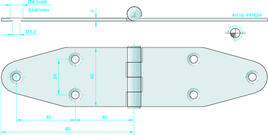 Hængsel 180x40mm rfr. 441624