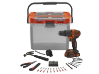 B+D 18V Slagboremaskine 1x1.5Ah batteri m. 44 stk. tilbehør i boks