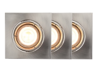 Nordlux Carina Smart Light Square 3-Kit, Intelligent lysspot, Børstet stål, Nikkel, Bluetooth, GU10, 2200 K, 6500 K