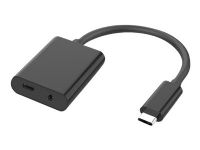 MicroConnect - USB-C til hovedtelefon-jackstik/opladningsadapter - USB-C han til ministik, USB-C hun - sort - USB Power Delivery (100 W)