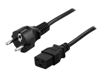 DELTACO DEL-109T - Strømkabel - CEE 7/7 (han) lige til IEC 60320 C19 lige - AC 250 V - 16 A - 2 m - sort