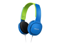 Philips Kids SHK2000BL - Hovedtelefoner - på øret - kabling - 3,5 mm jackstik - støjisolerende - blå, grøn