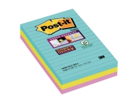 Post-it® Super Sticky Notes Cosmic, 3 linjerede blokke, 101 mm x 152 mm