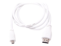 Raspberry Pi - HDMI-kabel - mikro HDMI han til HDMI han - 1 m - hvid - 4K support - for Raspberry Pi 4 Model B