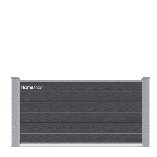 Wimex Shield Komposit hegn - Grey-Wood V-profil Startsæt H 90 cm B 197 cm