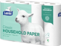 Køkkenrulle Lambi Classic 3-lag 12,33 m 90 ark Nyfiber Hvid - (karton á 20 ruller)