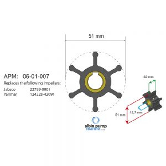 Impeller yanmar/jabsco cef500129