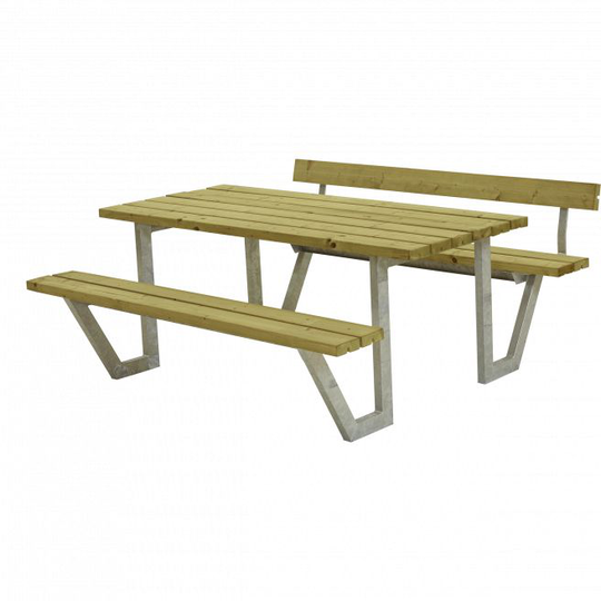 Plus Wega Bord/Bænkesæt m/1 ryglæn - 177 cm - Trykimprægneret