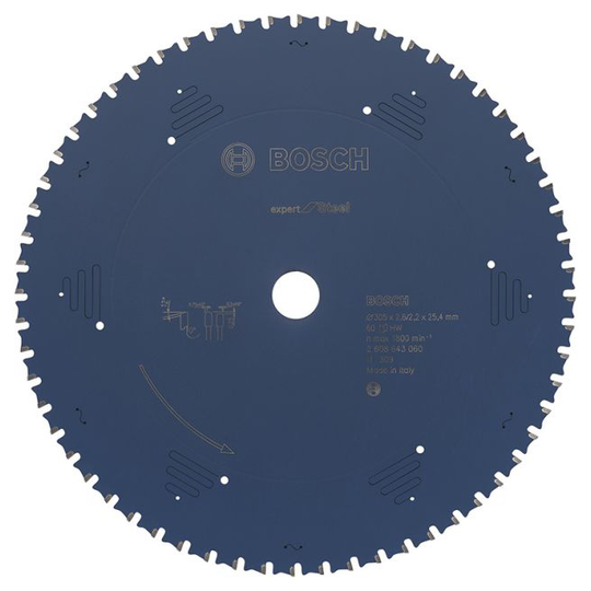 Bosch Rundsavsklinge Exp Steel 305x25,4mm 60t - 2608643060
