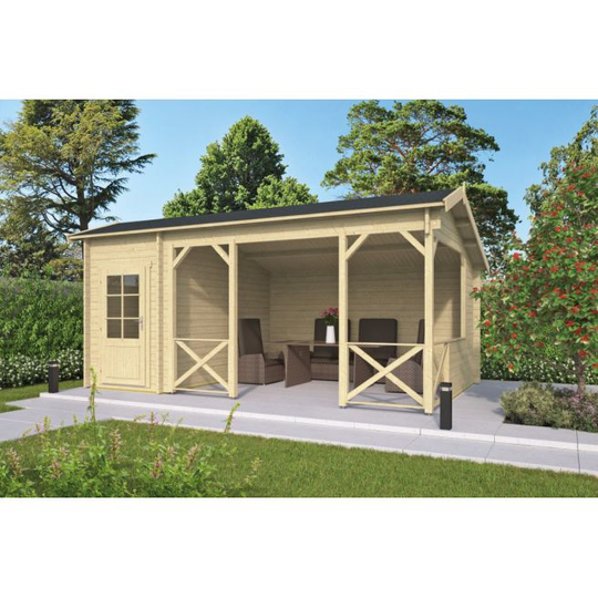 New Haven med baldakin Bjælkehytte 40 mm - 400898N - 19,25 m²