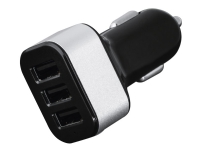 Hama USB Car Charger - Bilstrømsadapter - 22 Watt - 4.4 A - 3 output-stikforbindelser (USB) - sort, sølv