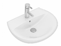 IFØ Ifö Spira håndvask 57x43,5 cm med buet forkant, overløb og hanehul - til montering med bolte