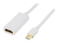 DELTACO DP-HDMI100 - Adapterkabel - Mini DisplayPort han til HDMI hun - 1 m - hvid
