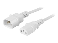 DELTACO DEL-112V - Forlængerkabel til strøm - IEC 60320 C14 til IEC 60320 C13 - AC 250 V - 10 A - 1 m - lige stikforbindelse - hvid
