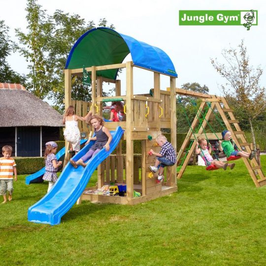 Jungle Gym Farm legetårn komplet inkl. climb module xtra og rutschebane - 804-272CX