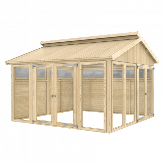 Plus Multi Pavillon m/4 vinduer, 4 træelementer, 2 dobbeltdøre - ekskl. gulv og tagpap - 4835-41