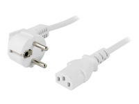 DELTACO DEL-109EV - Strømkabel - CEE 7/7 (han) vinklet til IEC 60320 C13 lige - AC 250 V - 10 A - 1 m - hvid