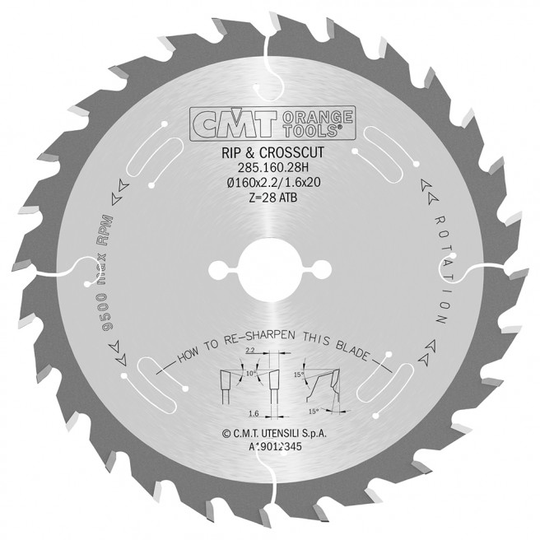 CMT Klinge 160x2,2x20 Z28 W - 285.160.28H