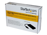 StarTech.com USB 3.0 Hub with Gigabit Ethernet Adapter - 3 Port - NIC - USB Network / LAN Adapter - Windows & Mac Compatible (ST3300GU3B) - Hub - 3 x