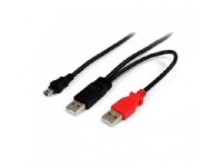 ICIDU USB 2.0 A-Bm Y-Cable 1m, 1 m, 2 x USB A, Mini-USB B, USB 2.0, Sort, Rød