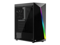 AeroCool Shard - Tower - ATX - sidepanel med vindue (akryllisk) - ingen strømforsyning (ATX) - sort - USB/Lyd